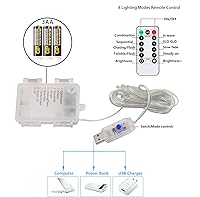 Vista 6 de Luces de Cadena Arcoíris 40 LED Luces de Hadas Decorativas para Interiores y Exteriores 8 Modos USB y Pilas 13 pies Luces Centelleantes con Control