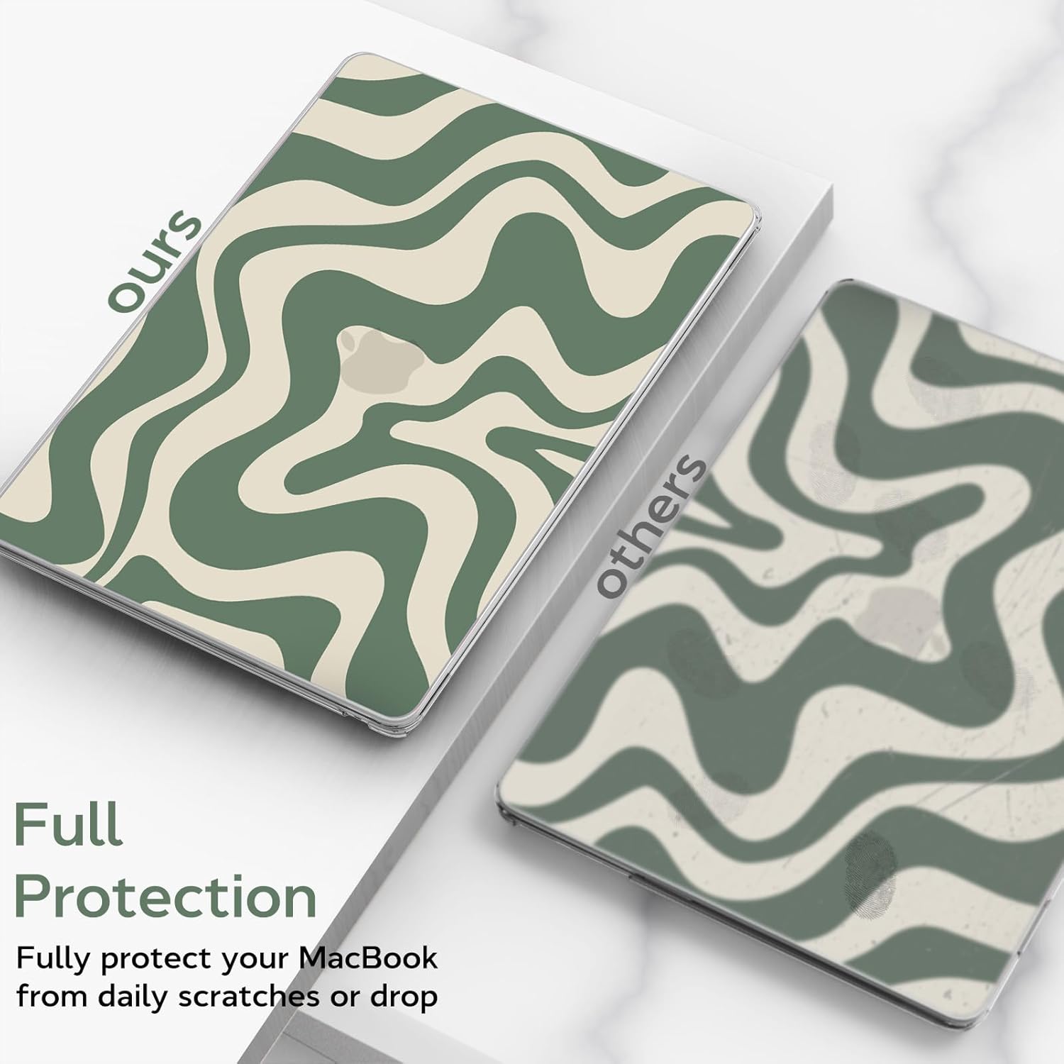 B BELK Compatible with MacBook Air 13 inch Case 2026 2025 2024 2023 2022 M4 M3 M2 A3240 A3113 A2681, Plastic Hard Shell Case for MacBook Air 13.6 inch + Keyboard Cover + Screen Protector, Green Wave - Image 6