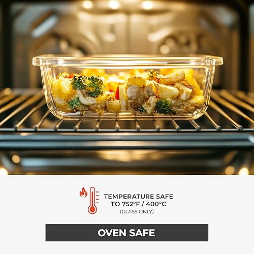 Miniatura 4 de Freshware Contenedores de almacenamiento de vidrio con tapas, 24 piezas, 12 recipientes con 12 tapas, recipiente de vidrio para preparación de