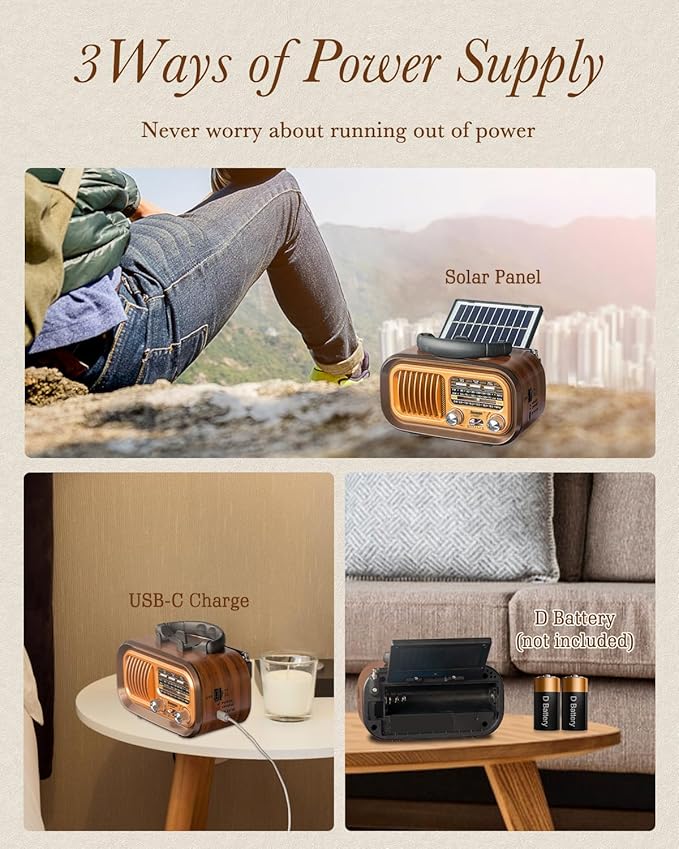 Radio Portátil PRUNUS J-150 AM/FM/SW Bluetooth Retro miniatura 2