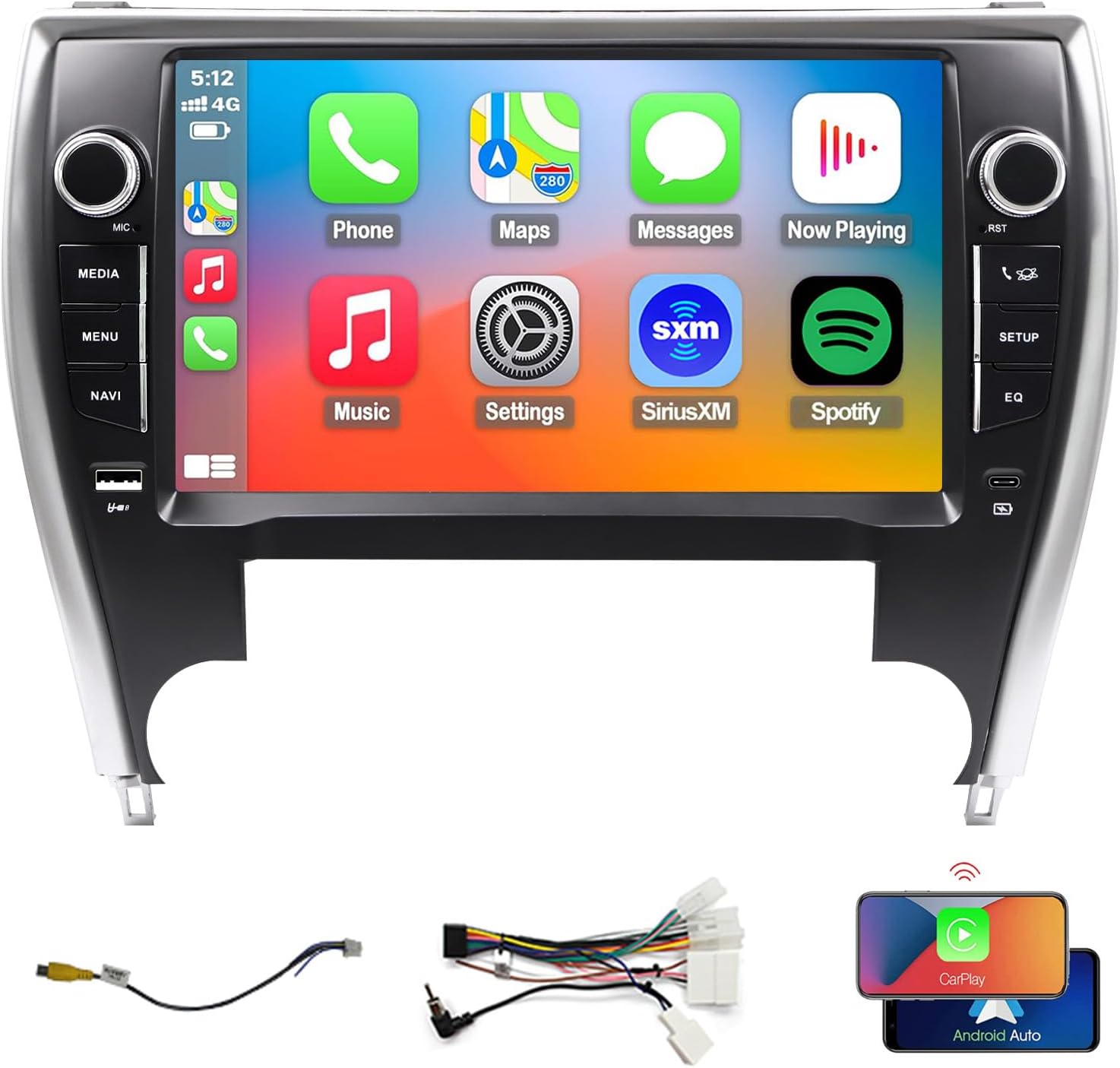 QLED Radio for Toyota Camry 2015 2016 2017 Upgrade,4G Network,Touch Screen Stereo Replacement,Wireless carplay Android auto