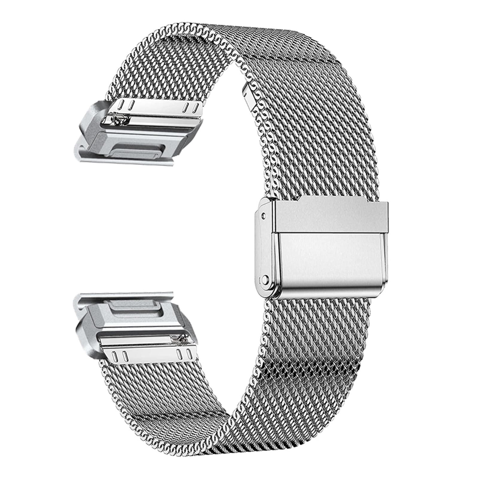 JDIME Bracelet en métal milanais QuickFit 22mm 26mm, pour Garmin EPIX GEN2 Fenix7 7X Solar/6X 6XPro 5XPlus Forerunner 955 Enduro 2(Silver,For Fenix 5X 5XPuls)