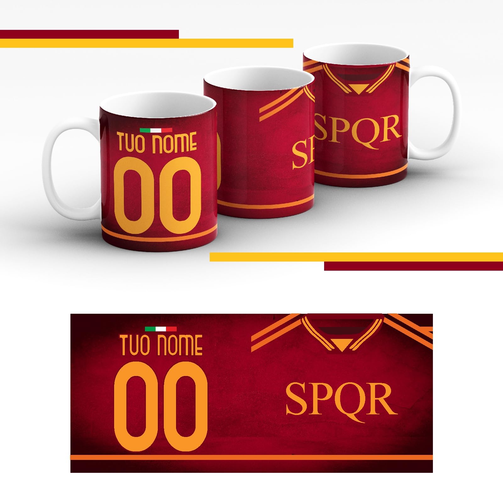 Tazza Personalizzata Tifosi Romanisti Ceramica Mug Regalo Squadre Campionato Italiano