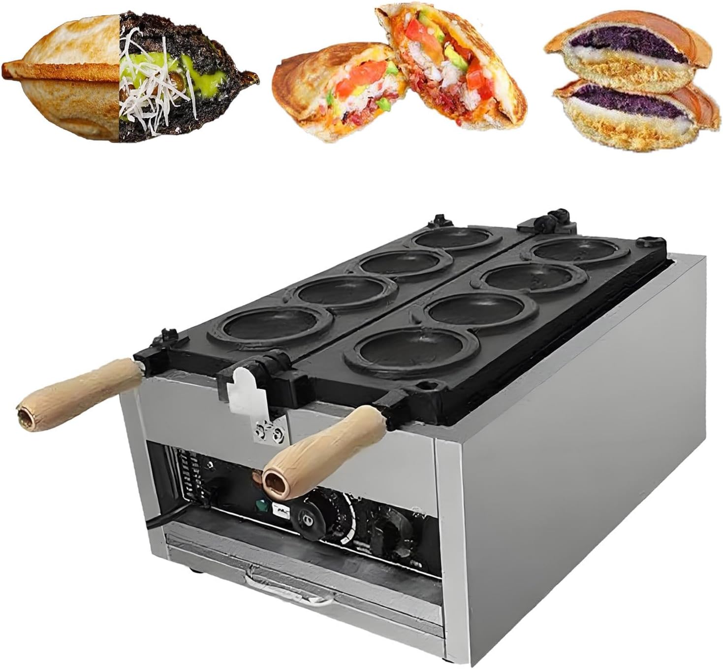 Commercial Burger Waffle Maker, Stainless Steel Nonstick Plates, Adjustable Temperature 50-300°C, Perfect for Home Use, Breakfast Shops & Mobile Vendors