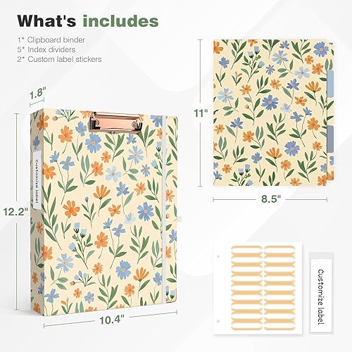 Miniatura 47 de Ospelelf Mini 3 Ring Binder, 2 Inch, Cute Pink Marble Binder for 5.5" x 8.5" with 5 Tab Dividers, File Folder Labels and Low Profile Clipboards