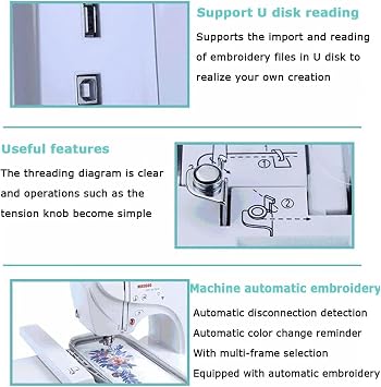 2-in-1 Sewing & Embroidery Machine, Automatic Sewing Machine Electric Embroidery Machine 158 Built-in Designs LCD Touch Screen, 210 Letters, 30 Border Patterns