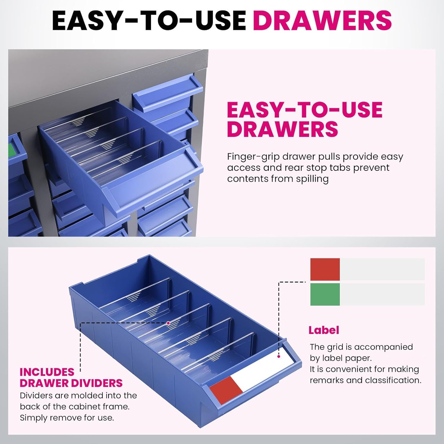 Heavy-Duty Parts Cabinet with 40 Drawers, Bolt and Nut Tool Storage System for Industrial and Home Workshop Use