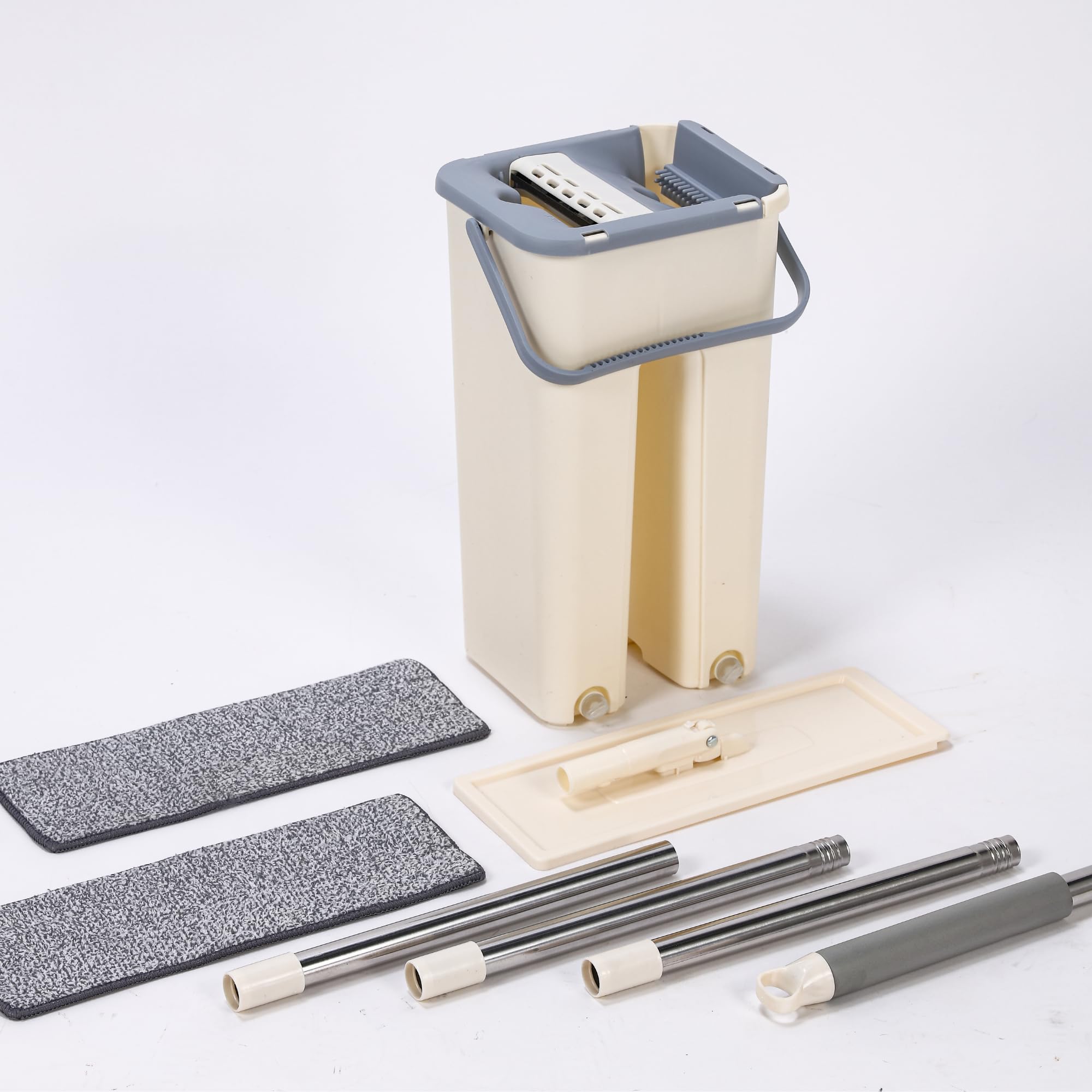 GrimeAway Professional Microfiber Mop Cleaning Kit, 13" x 4" Mop Pads with Wringer Bucket System, Versatile Cleaning Tools for Hard Floors, Windows, Laminate, Household Cleaning Tools