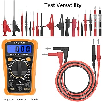 Test Leads, Multimeter Electronic Test Leads Kit Professional Digital Multimeter Accessories Kit with Test Extension, Alligator Clips, Test Probes and Plunger Mini-Hooks (22-Pieces)