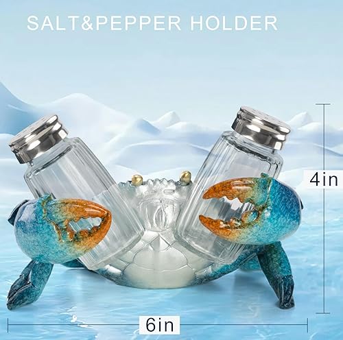 Miniatura 3 de Soporte decorativo para salero y pimentero de cangrejo azul, decoración de cocina costera (cangrejo)