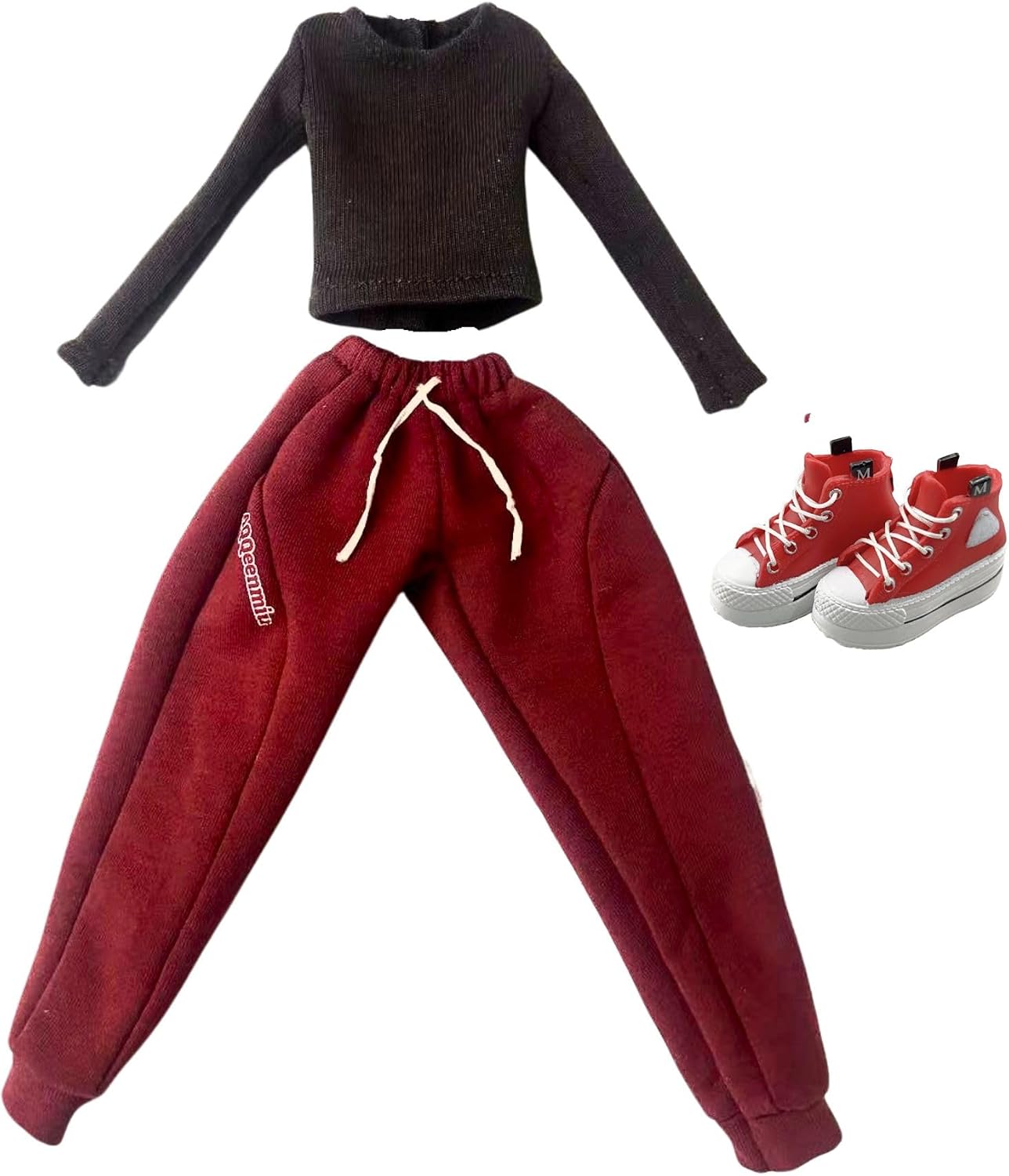 Doll Clothes Outfit Set for 11.5-12 Inch Fashion Dolls, Casual Top with Jogger Pants and Sneakers (Cowboy Set Meal)