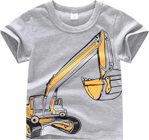 M RACLE Camiseta de manga corta para niños pequeños (excavadora, 5T), Gris