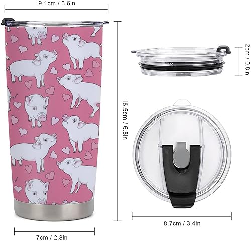 Miniatura 2 de Pink Mini Pigs Insulated Car Cup Travel Coffee Mug 20oz Reusable Tumblers with Lid