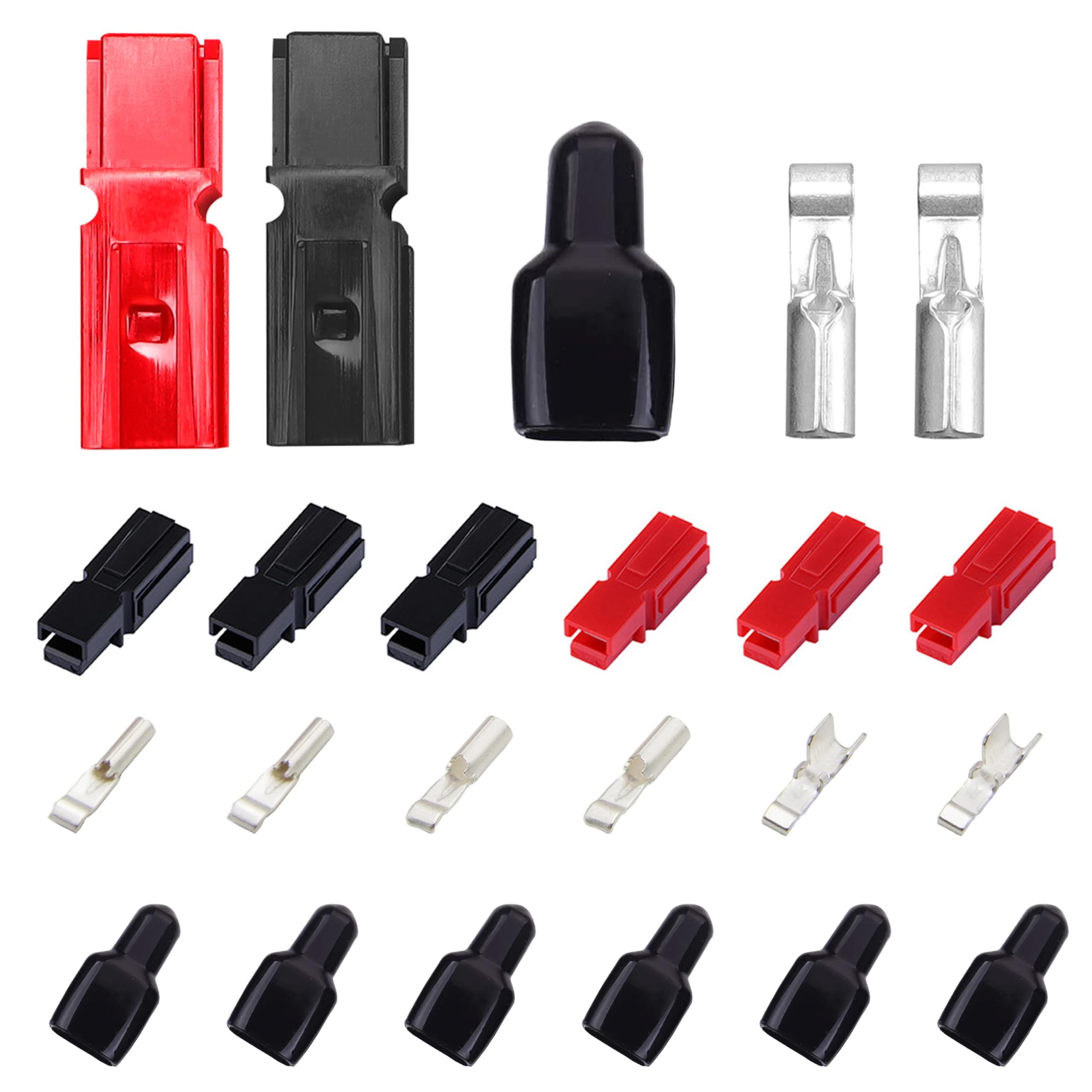 Power Wire Connectors Kit Quick Disconnect Terminals Connectors Battery Connector Modular Power Connector Kit Unassembled in Box, 15/30/45 Amp AWG10-20, 90PCS/18 Pairs