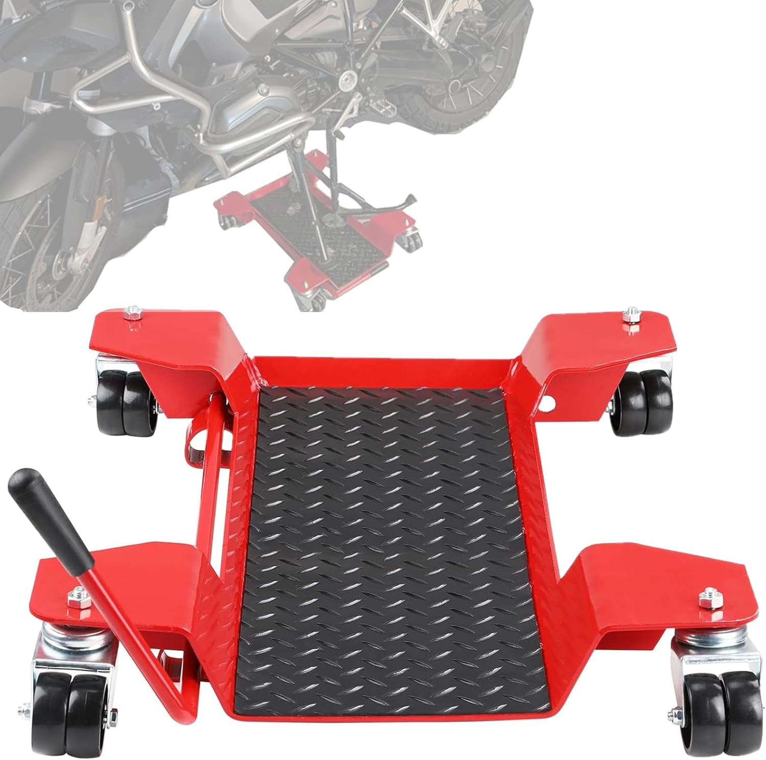 Motorcycle Center Stand Dolly with 360° Locking Casters, 550 lb Capacity Bike Mover for Motorcycles with Center Stand – Compatible with Yamaha FZ1, FZR, FJR & Fazer