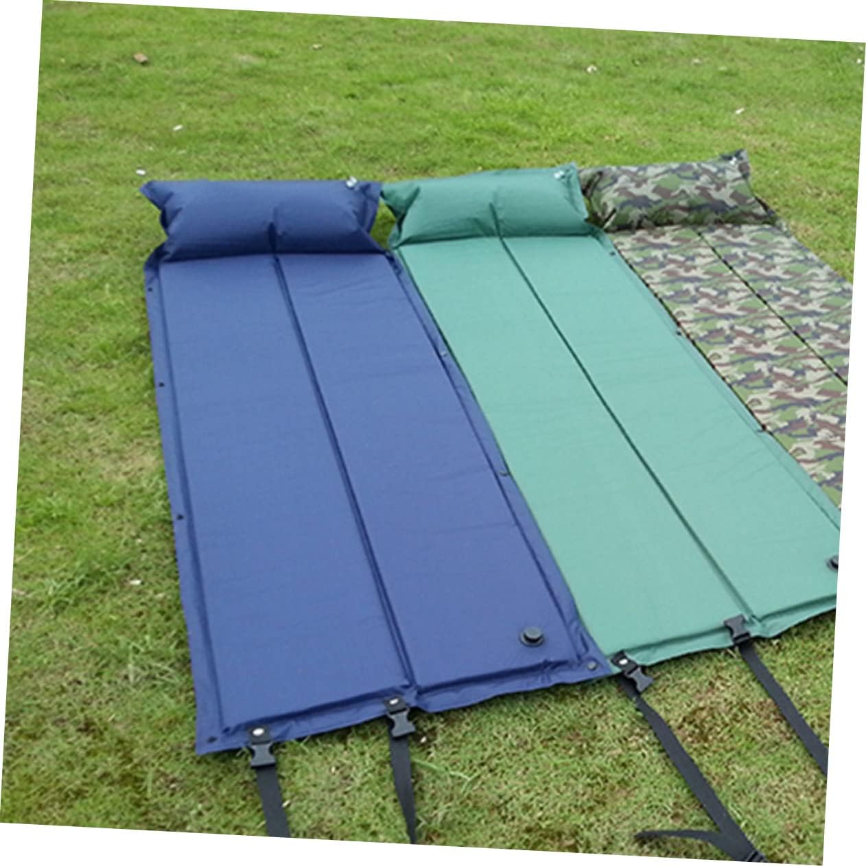 Convenient Inflatable Camping Mat with Pillow Portable Sleeping Pad for Outdoor Activities Ergonomic Design for Optimal Comfort for Picnics Hiking and Camping