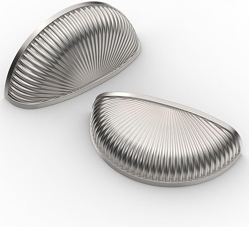 Paquete de 10 manijas de gabinete de cocina de 3 pulgadas (2.992 in) de níquel satinado cepillado, tiradores de taza de gabinete de cocina,