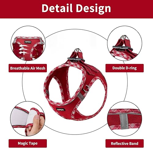 Vista 57 de AMTOR - Arnés para perro con correa, arnés reflectante, ajustable y sin tirones para cachorros con chaleco acolchado para perros y gatos Beige