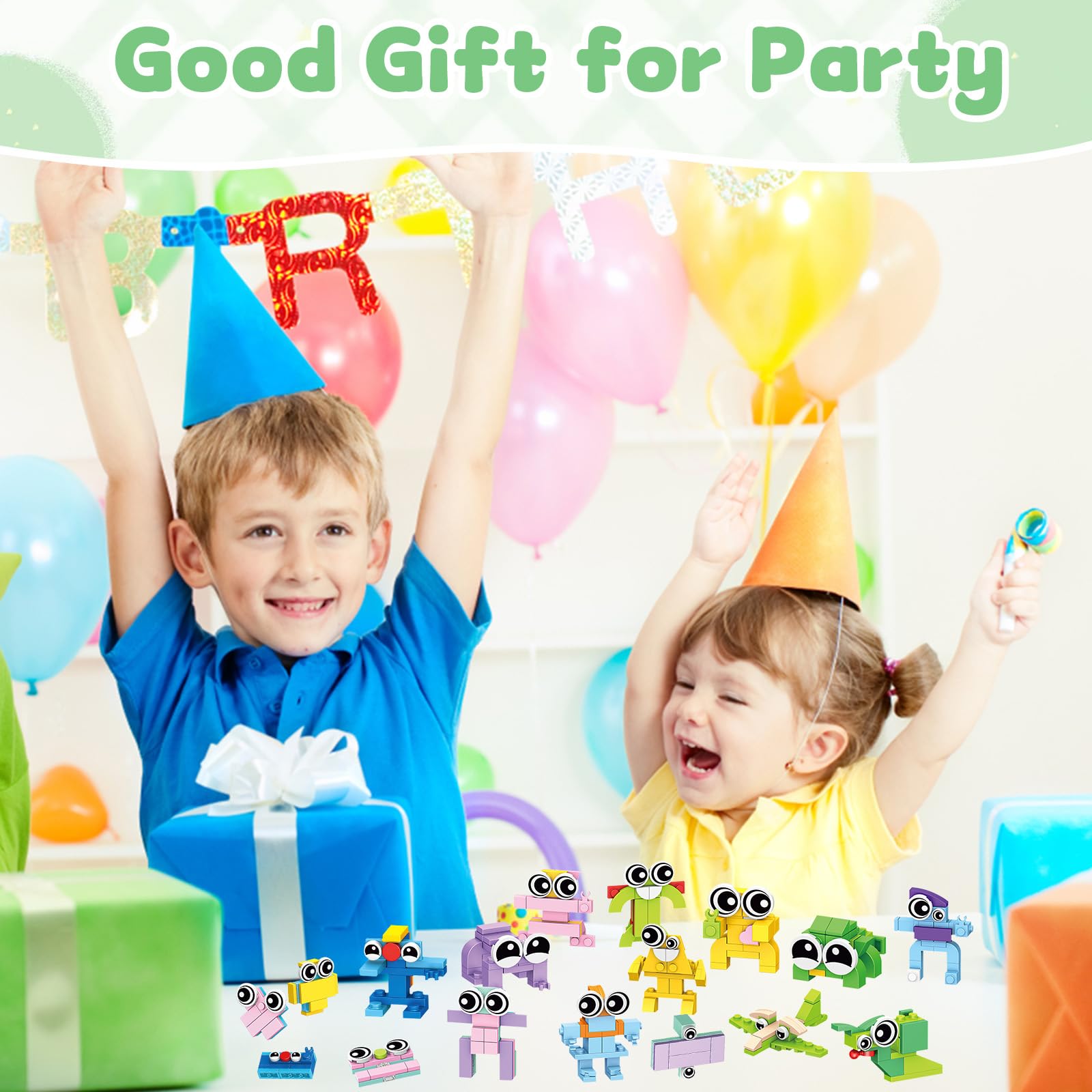 IAMGlobal 12Pack Mini Building Blocks Toy Set, 0-9 Moldable Digits Party Favors for Kids, 12 in 1 Robot Blocks for Birthday, Party, for Kids 6-12yrs