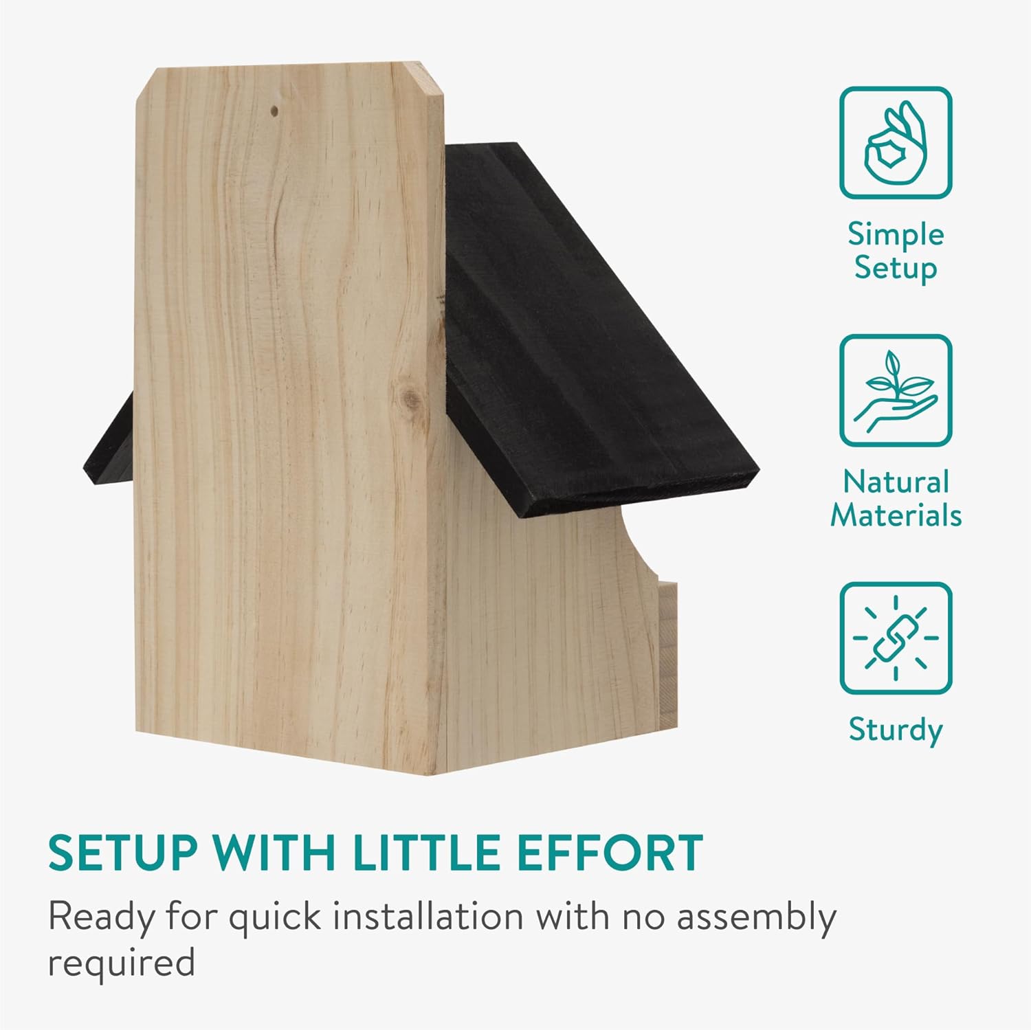 Navaris Bird House, Black - Durable Pinewood Bird Nesting Box for Garden Use - Nest Boxes for Small Wild Birds: Robin, Sparrow, Swift - Front-Open & Easy to Install Bird Houses
