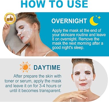 Collagen Face Mask with Deep Hydration,Bio Collagen Face Mask,Collagen Mask Overnight, Moisturizing and Water-Locking Properties, Brightens Skin Tone,Anti-aging Effect and Minimizes Pores-4 Pack