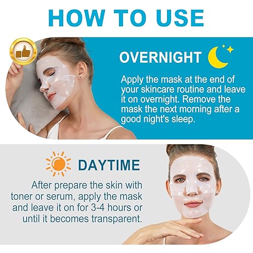 Miniatura 7 de Máscara profunda real de bio-colágeno, máscara facial de colágeno, máscara de colágeno para mujeres con ácido hialurónico, máscaras faciales