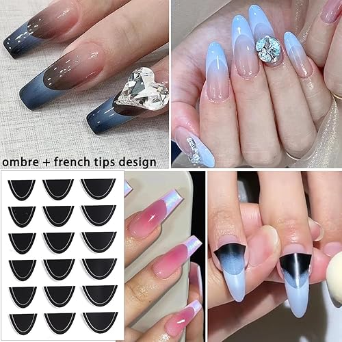 Miniatura 4 de Guías de uñas de punta francesa, 1860 calcomanías de manicura francesa, tiras de líneas onduladas autoadhesivas, herramienta de uñas de punta