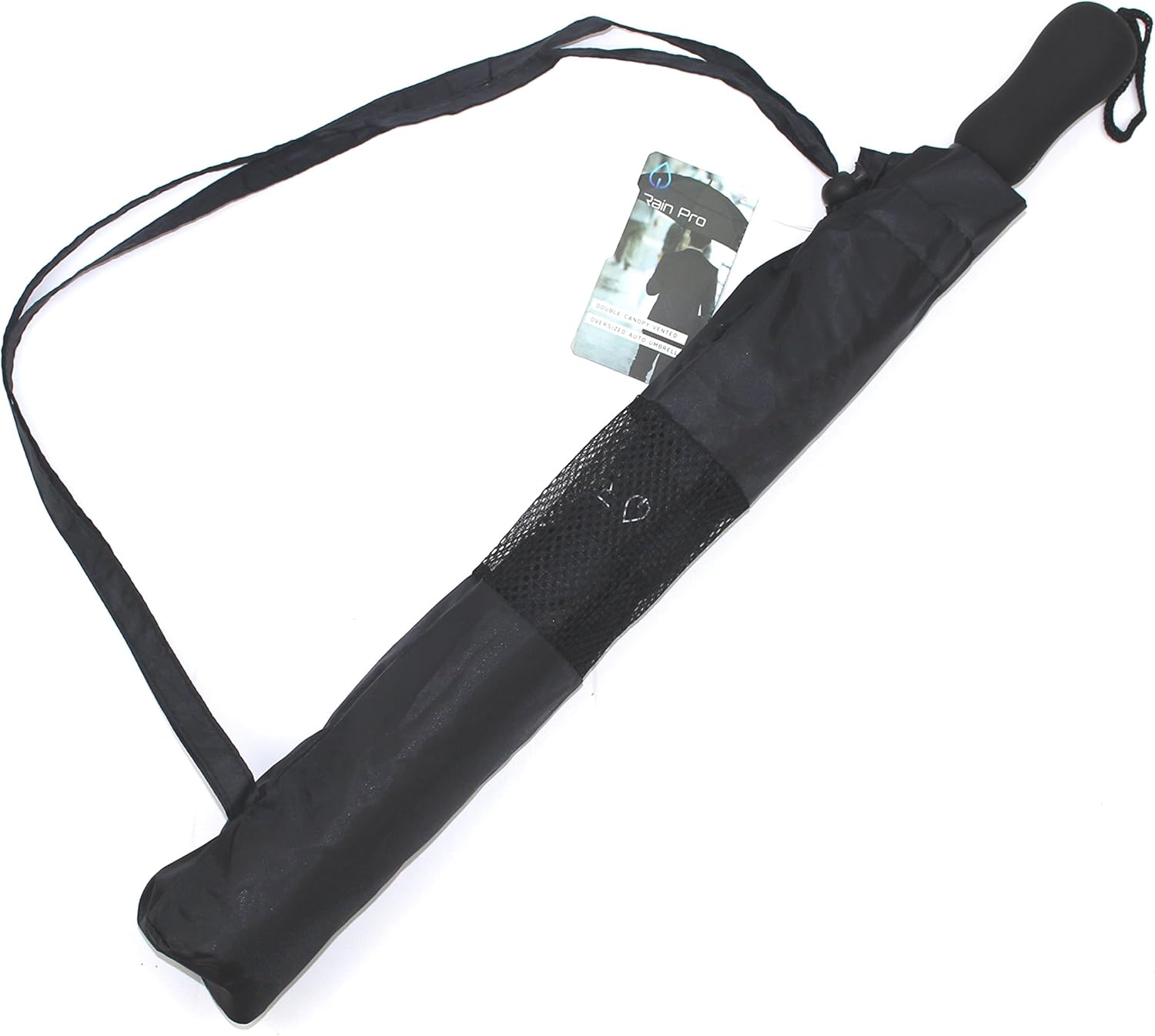 Unisex Adult Oversized Auto Open Double Canopy Vented Sport Umbrella, Black