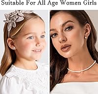 Vista 5 de SmileBelle 2 pares de aretes de perlas, aretes de titanio con parte trasera plana, rellenos de calcetín para mujer, aretes hipoalergénicos