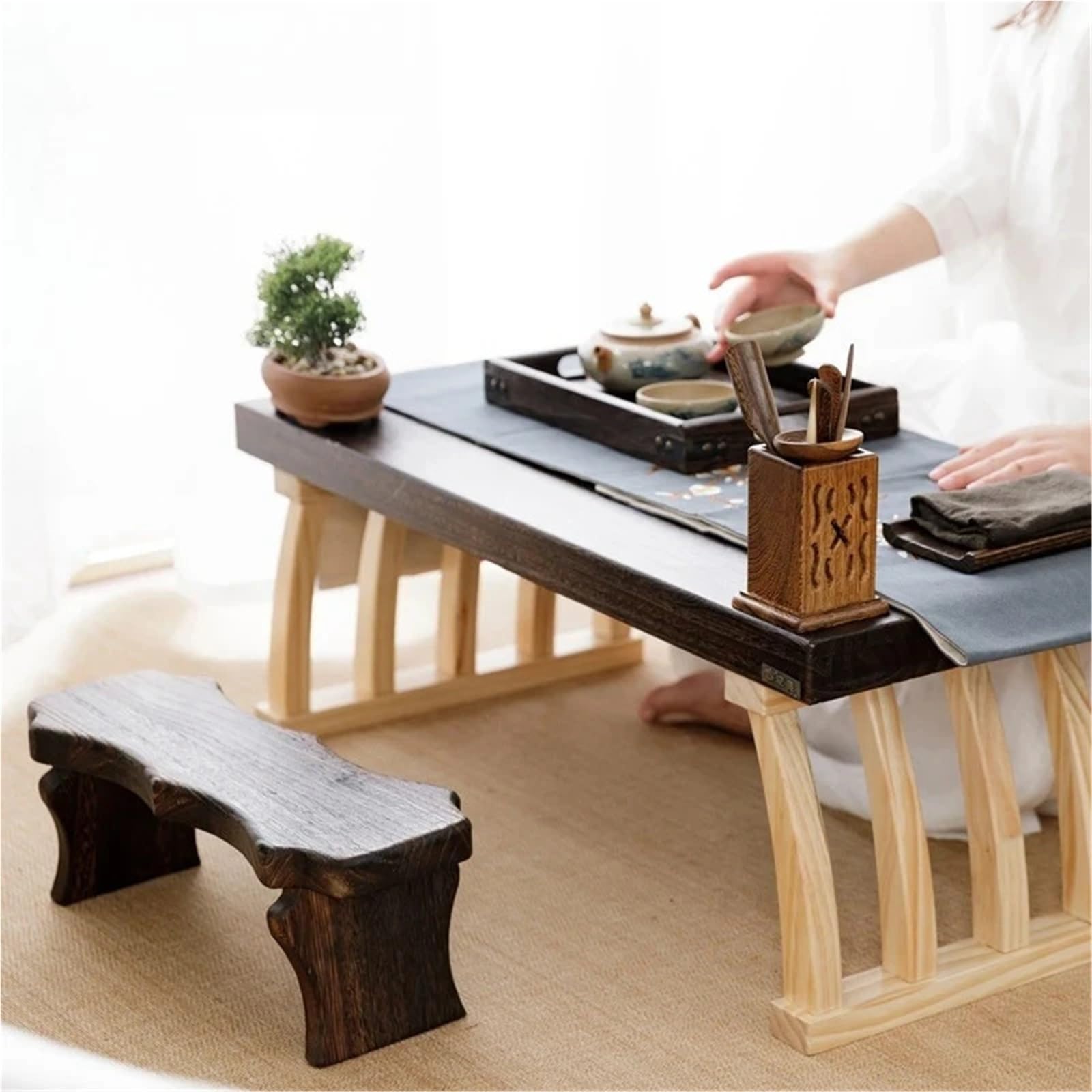 Zafu Meditación Taburete de meditación Madera Maciza, Banco Zapatos Entrada, Silla for arrodillarse, Sentarse(ARC Stool)
