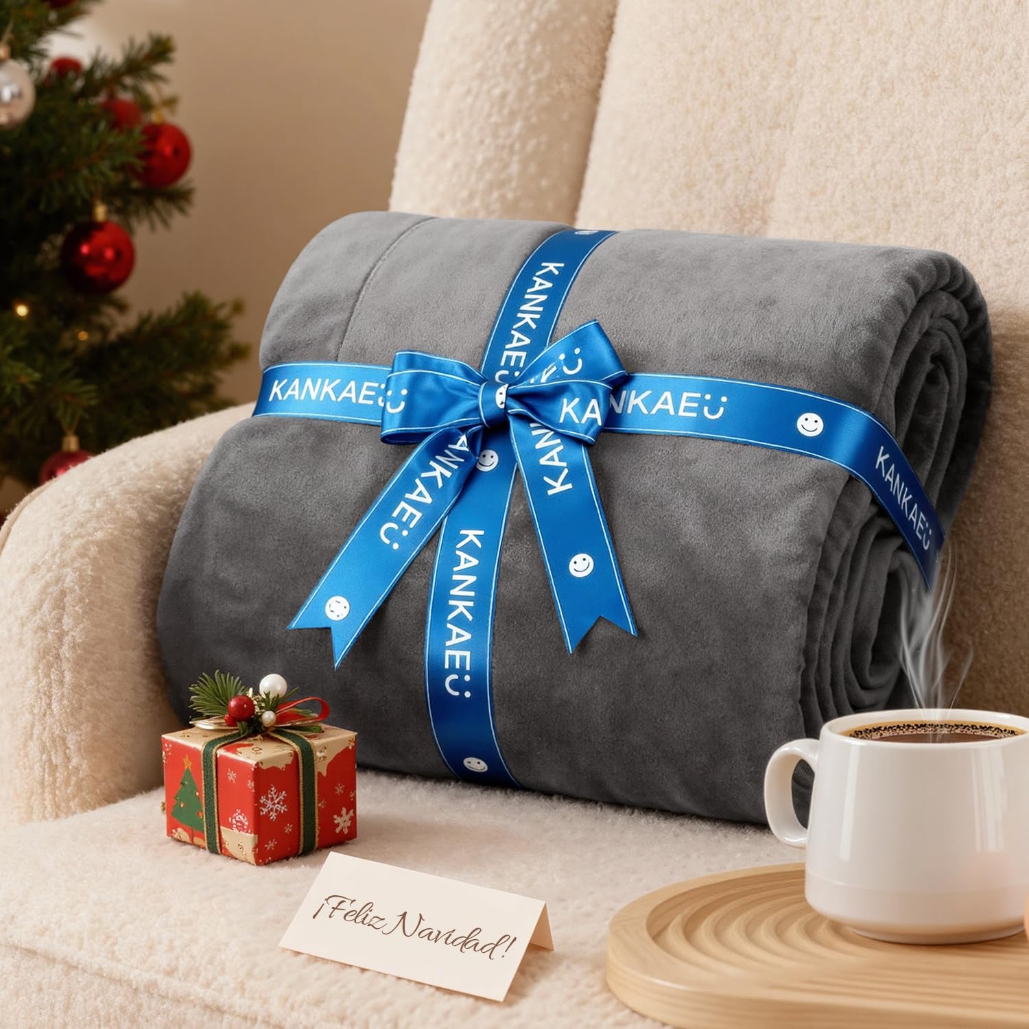 KANKAEU Manta Sherpa 220x240 cm, 550 gsm Extremadamente Suave y Gruesa, Manta de Invierno para Cama y Sofá, Polar y Sherpa Reversible, Lavable a Máquina