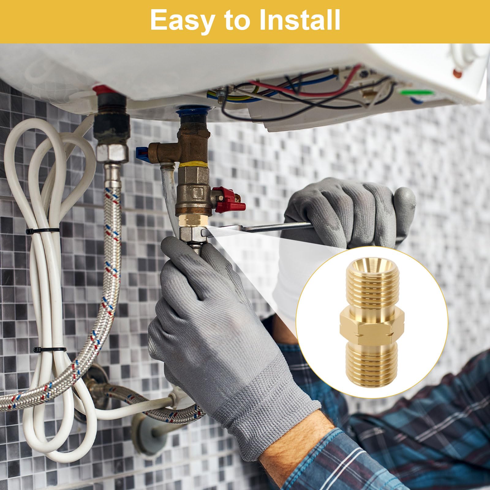 Benaton 4 Stück Gasschlauch Verbinder 1/4" Linksgewinde - Messing Doppelnippel