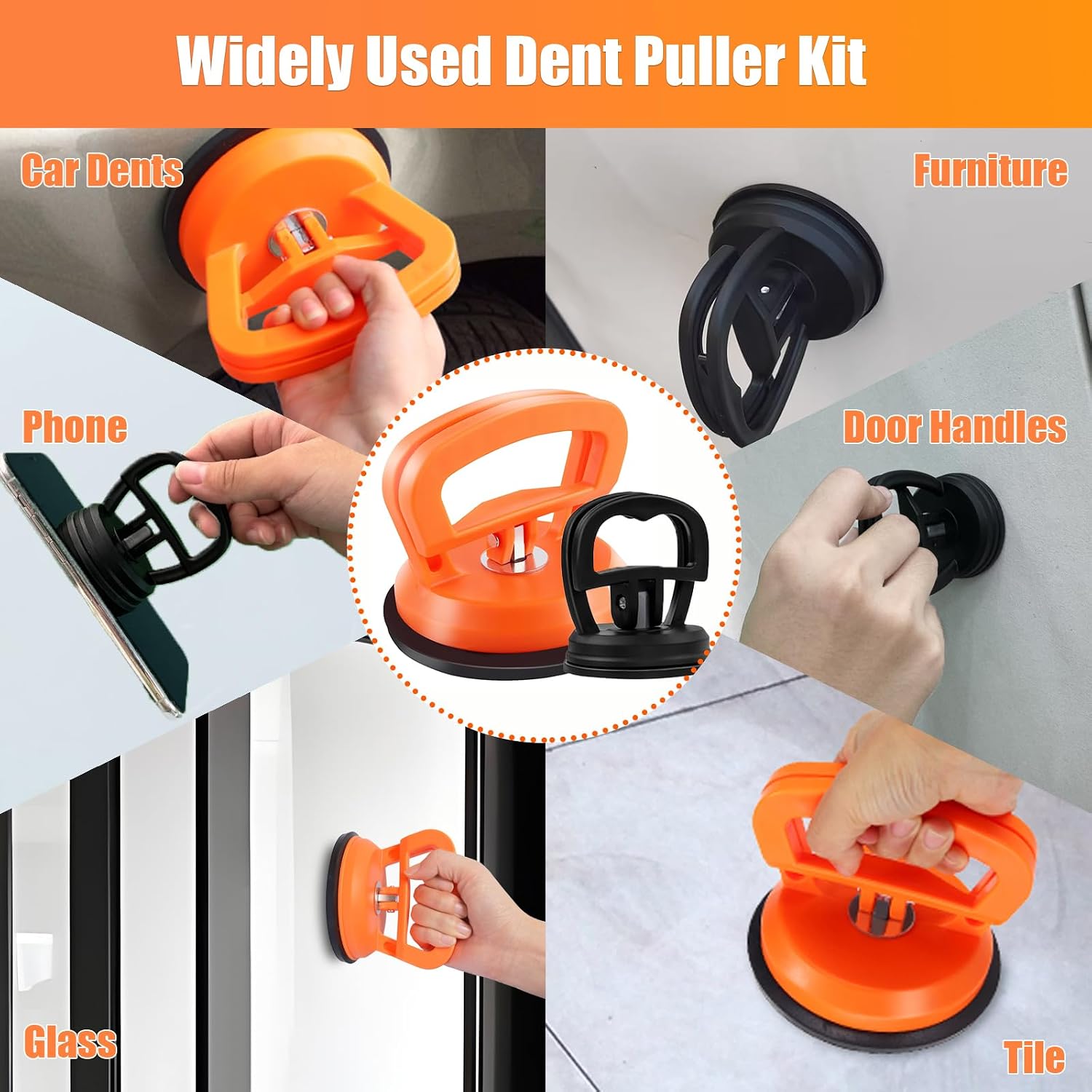 Car Dent Puller, Dent Remover Tool for Car, Paintless Dent Removal Kit,Hail Dent Removal Kit,Orange Dent Puller Suction Cup for Dent Remover,Glass,Screen,Moving