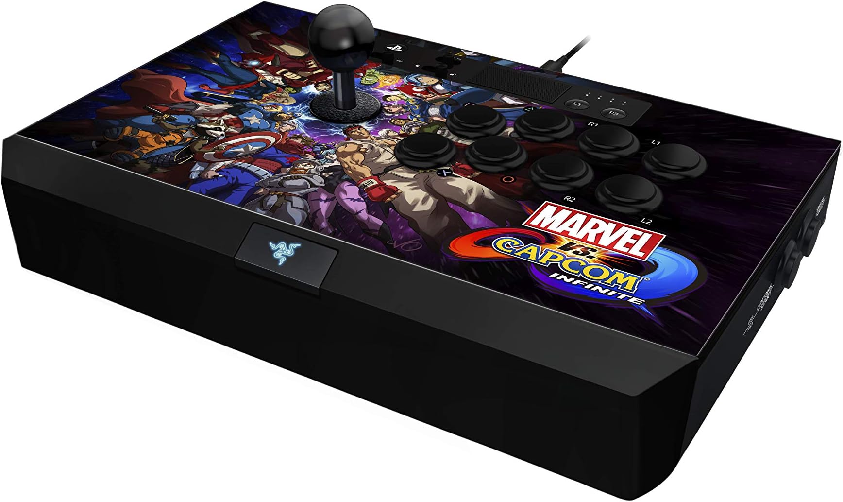Razer Panthera Arcade Stick for PS4: Fully Mod-Capable - Sanwa Joystick and Push Buttons - Internal Storage Compartment - Marvel vs Capcom Edition