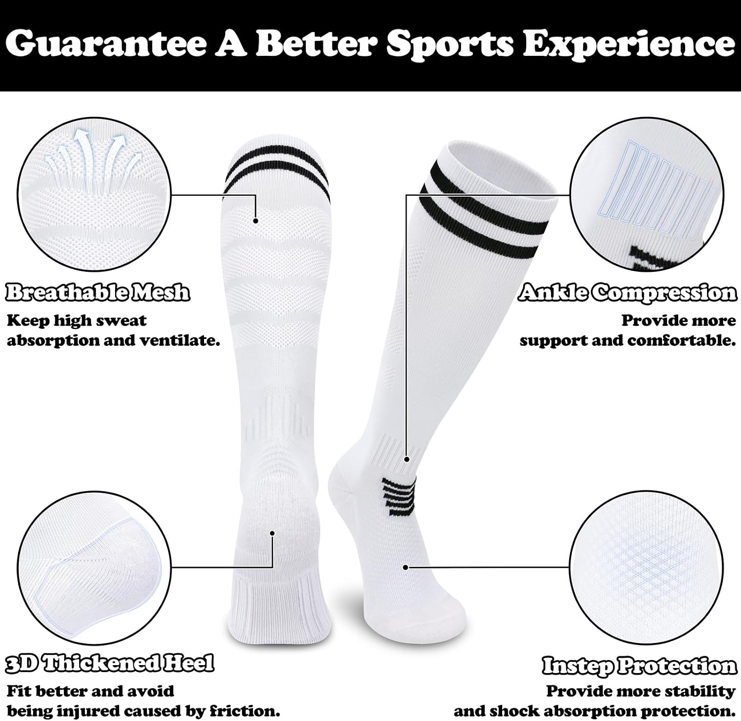 Sarfel Kids Soccer Socks Youth Soccer Socks Boys Adult Kids Baseball Socks Men Women Girls Softball Socks Cusion Team Sport