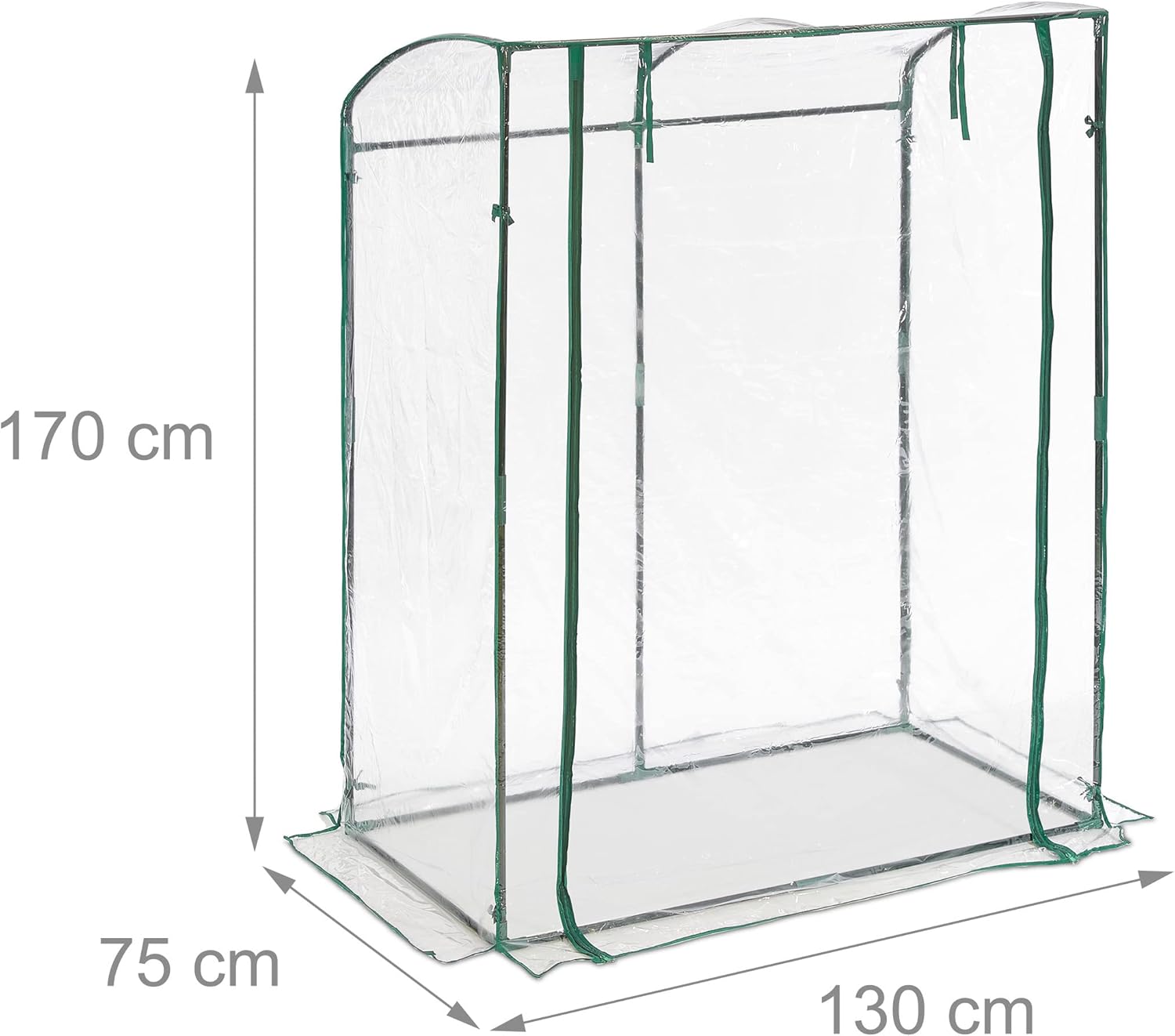 Relaxdays Tomato Greenhouse, PVC Cover, HWD: 170 x 130 x 75 cm, Walk-in Cultivation Room with Door, Transparent/Green, 50% 40% Iron 10% Plastic