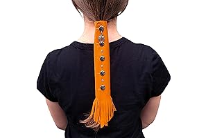 Leather Hair Wrap for Harley Davidson Helmets - 8” Orange Protective Ponytail Wrap