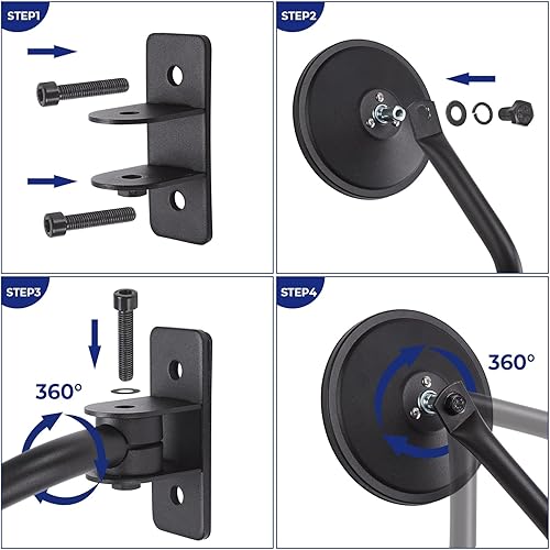 Miniatura 6 de Espejos mejorados para puertas compatibles con JK JKU TJ, espejos laterales redondos Wrangler sin puerta para puertas seguras fuera de conducción,