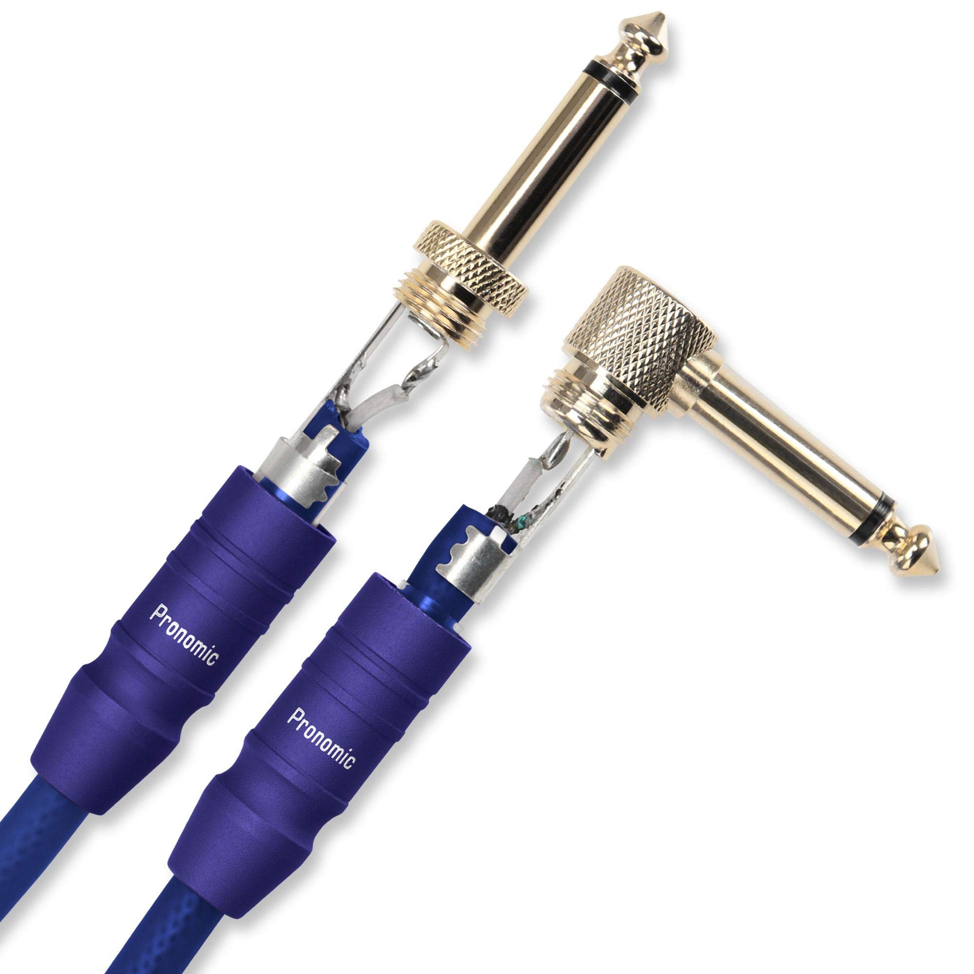 3 x Pronomic Trendline INST-A-6B kabel jack 6 m (profesjonalny kabel do gitary/instrumentów, jack 6,3 mm, pozłacany 24-karatowym złotem, elastyczny i wytrzymały płaszcz zewnętrzny, w zestawie zapięcie na rzep), niebieski