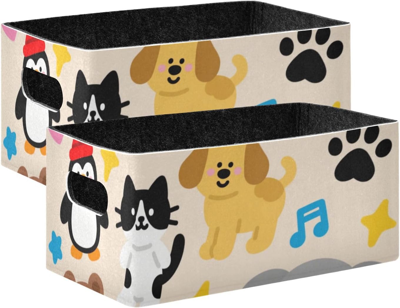 Cartoon Cute Party Time Storage Organizer Bins and Basket 2 Pack Sturdy Organizer Bins for Home, Office,Closet, Clothes