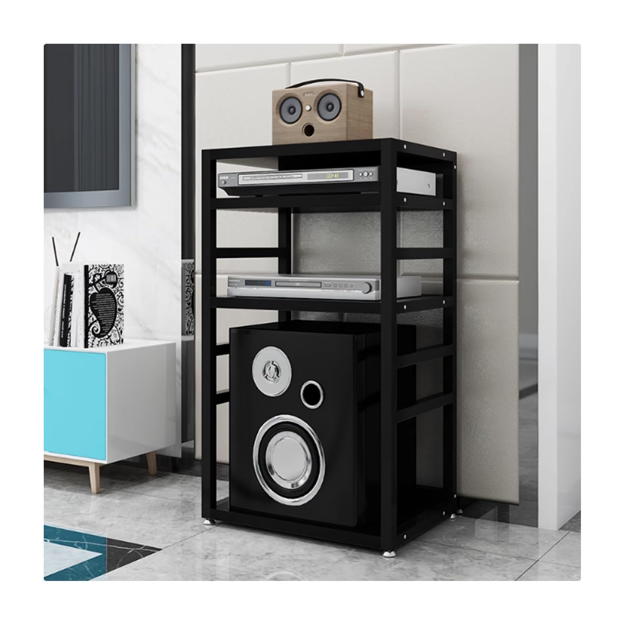 Étagère ouverte meuble audio-vidéo à 4 niveaux pour stocker la hi-fi