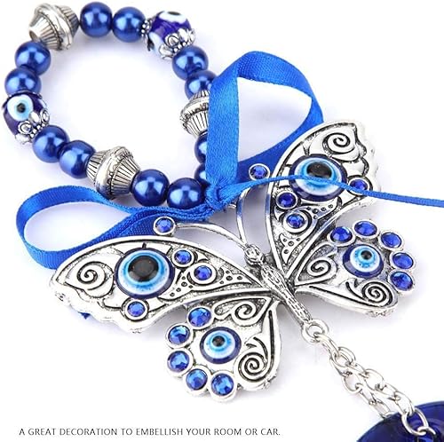 Miniatura 7 de Colgante de pared de cristal turco contra el mal de ojo, adorno azul de 6.69 pulgadas, amuleto de buena suerte, decoración de automóvil para oficina