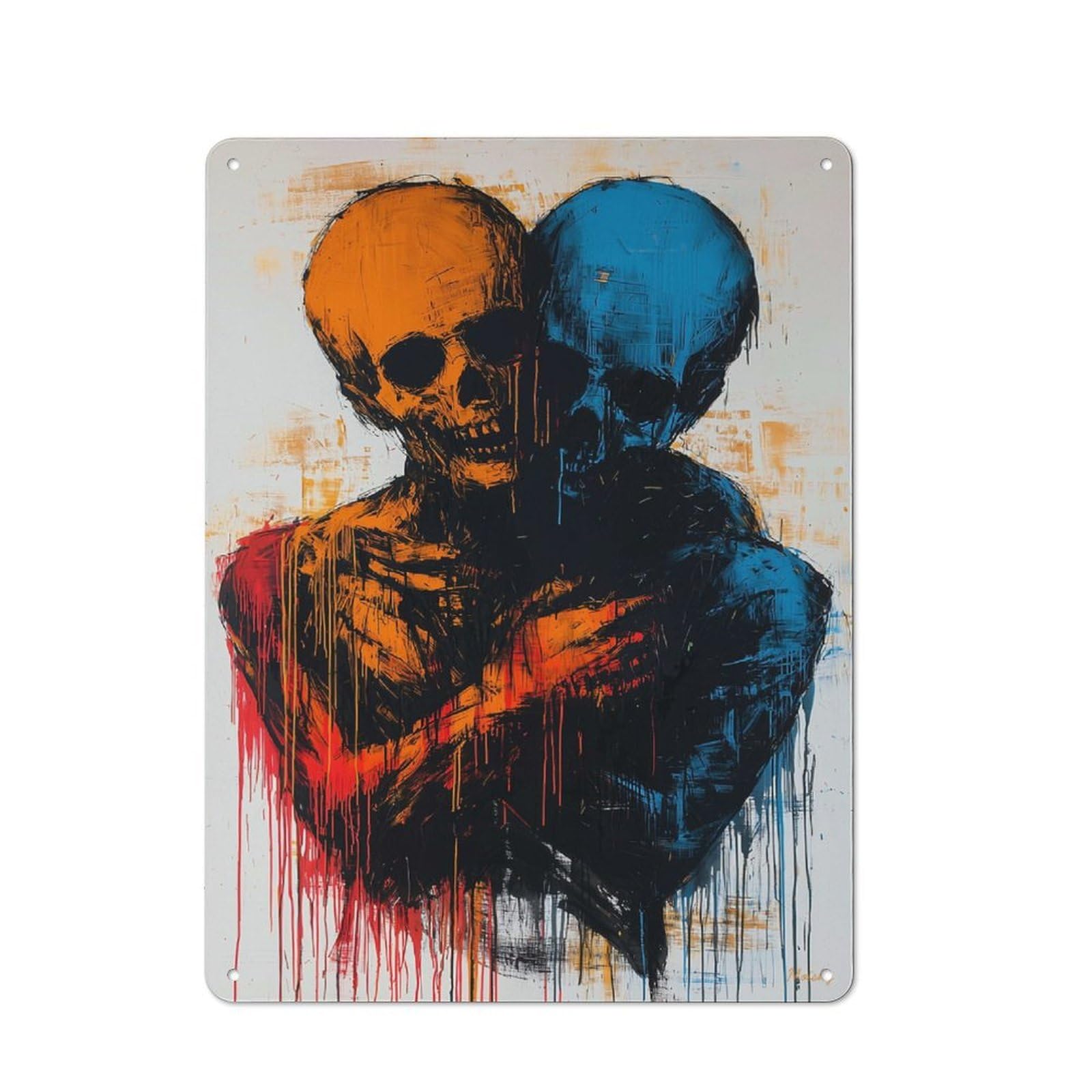 Junmoney Duality Of Souls Contemporary Expressionist A Tin Sign With Rtwork Design 40X30cm, Weathered Look Shed Wall Plaque For Tool Room, Garage, Studio Or Home Bar