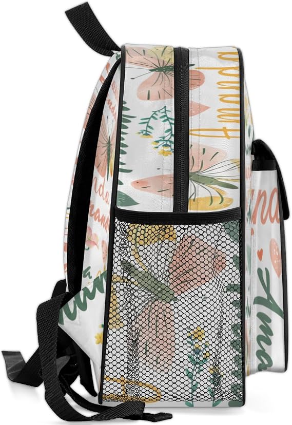 Personalized Toddler Backpack - Custom Kids Backpack for Boys & Girls 3-6 Years, Lightweight Polyester with Safety Whistle Strap, Small Daycare Bookbag | Butterfly Pink Green
