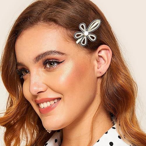 Miniatura 4 de 10 pinzas para el cabello Y2K, pinzas para el pelo góticas de oso rosa y perla para mujer, pinzas para el cabello con lazo y estrella, accesorios