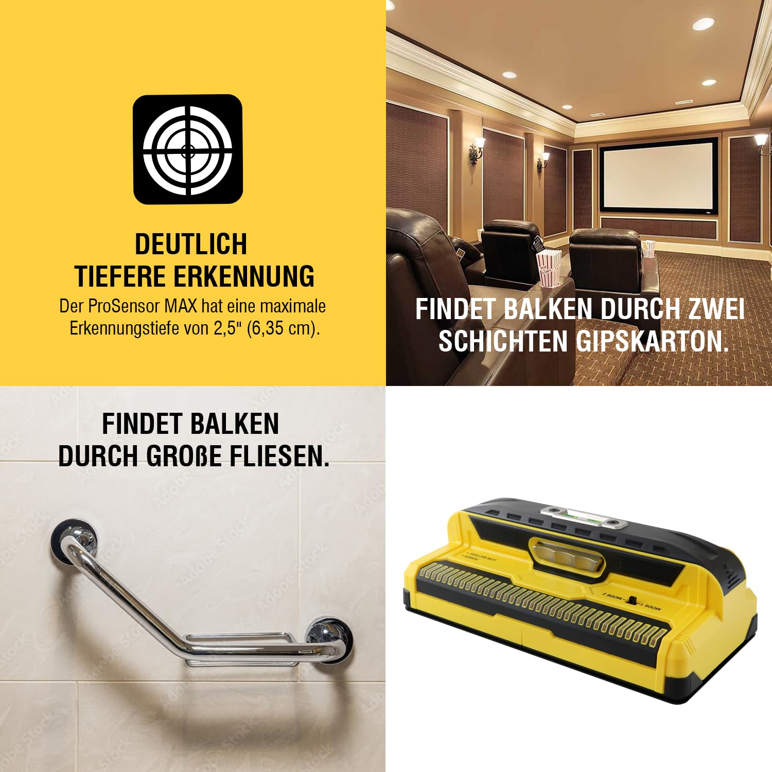 Franklin Sensors MAX Ortungsgerät für Trockenbauwände, 13 Sensoren | Holz- und Metallbalkenfinder/Wandscanner/Ortungsgerät