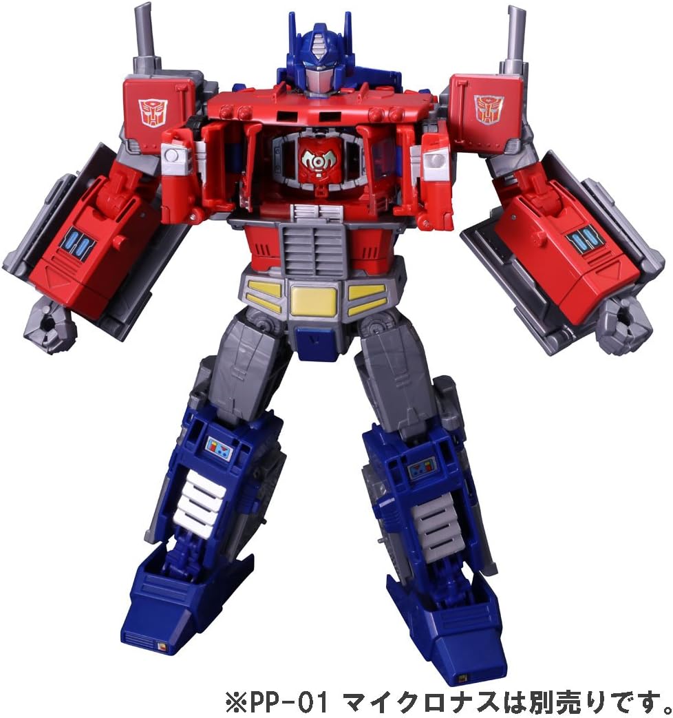 Optimus Prime robot mode with chest open, showing an empty slot for a Spark Core from a slightly different angle.