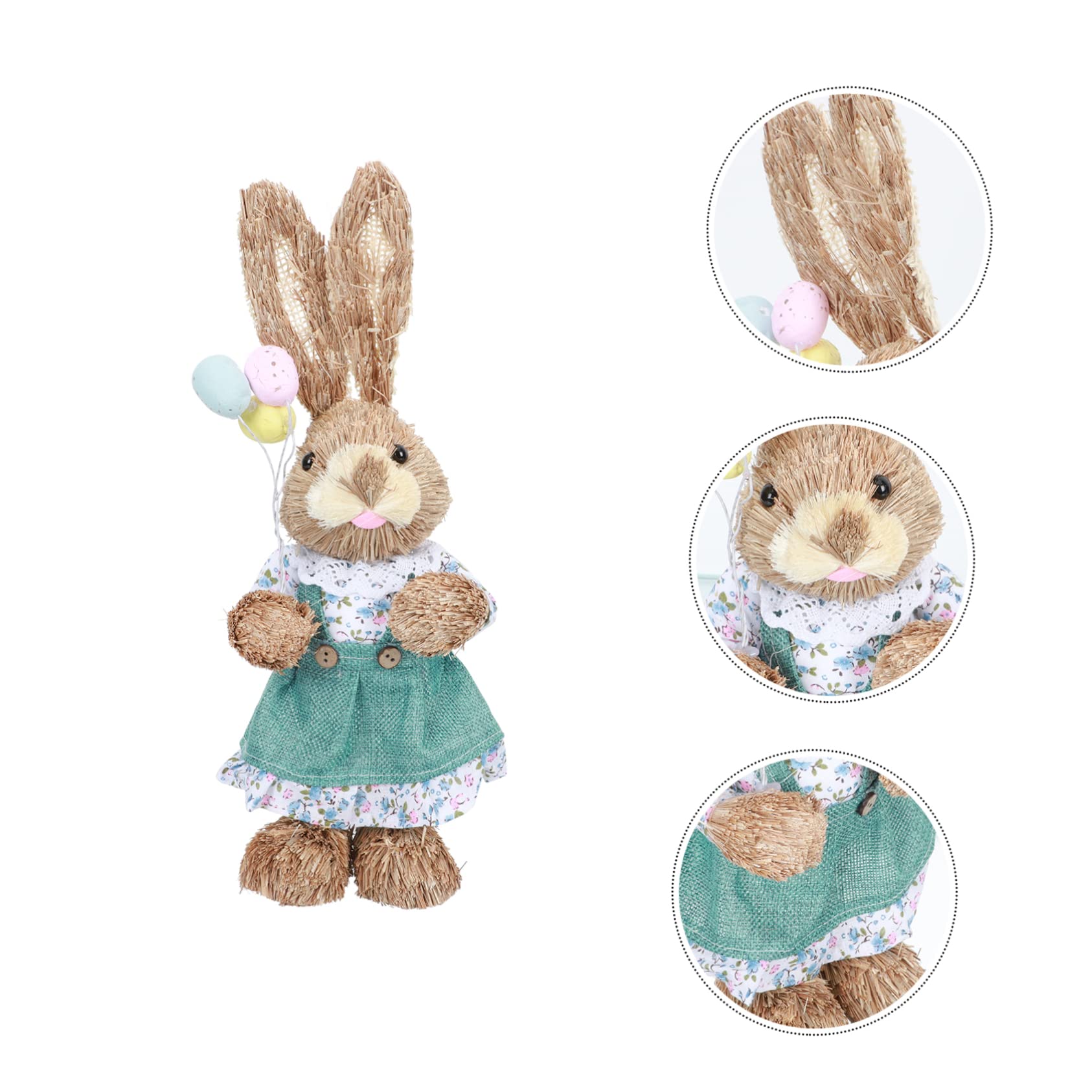 Alipis 2 Pz coniglio di paglia Bambola maiale figura del coniglio di pasqua coniglio accessori easter decoration cestino arredamento della casa ornamento in paglia intrecciata cotone Blue