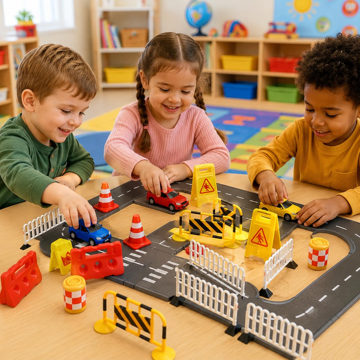 Garneck Juego de mini señales de tráfico para – Juego de 14 juguetes con conos de tráfico – obras y señales de carretera – Juguete educativo para la educación creativa y vial