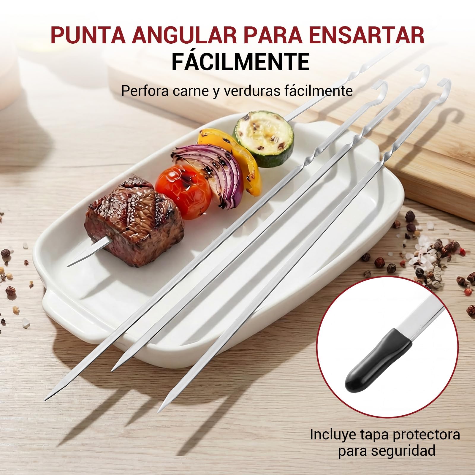 Homealexa BBQ Kabob Spiedini in Acciaio Inox Set 20 Pezzi Spiedi Piatti Riutilizzabili 37,5cm per Barbecue Grigliatura Carne Verdure BBQ Bastone